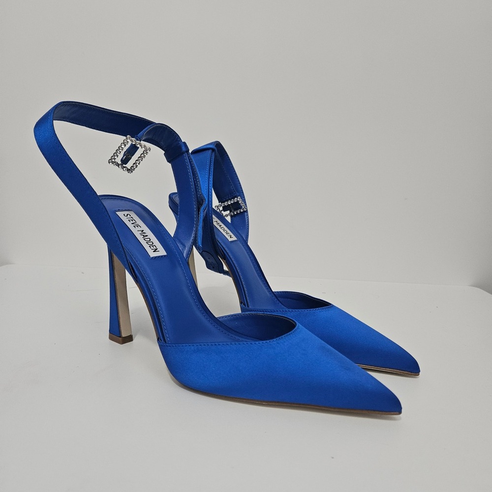 Steve Madden Heels Size 9M Sara Royal Blue Satin Pointed Toe Event Formal